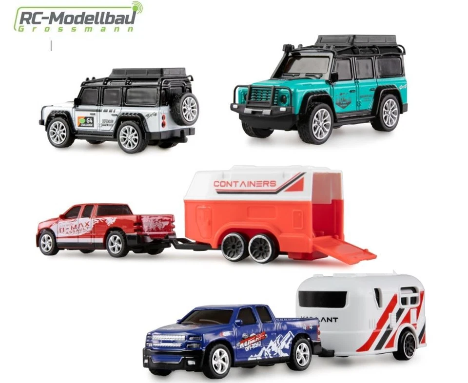 Amewi Mini RC Car 1:64 di Cast Geländewagen Camper Pferdeanhänger Wohnwagen - Bild 1 von 1