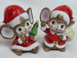 HOMCO Christmas 2 Santa Mice Figurines #5405 Holiday Decor Vintage Collectibles - Picture 1 of 9