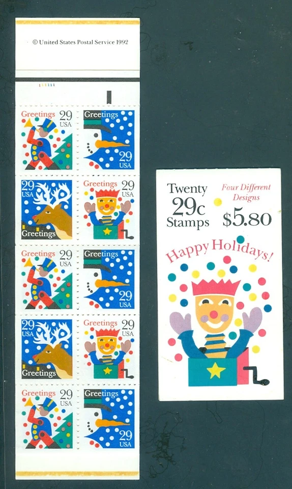 US 2795-2798 BK212 2798a Happy Holidays, Complete Booklet/20 MNH - Image 1 of 1
