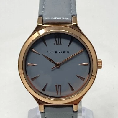 Anne Klein Watch Women 33mm Rose Gold Tone Gray Dial Leather New Battery 8.25" - Image 1 of 4