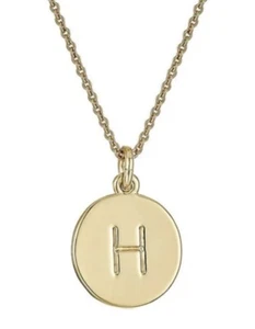 Kate Spade "H" Initial Pendant Gold Tone Pendant 16"-18" Necklace 78$ Retail - Picture 1 of 6