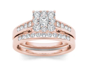 10k Rose Gold 0.75 Ct Diamond Anniversary Engagement Ring Size 8 Bridal Set - Picture 1 of 4
