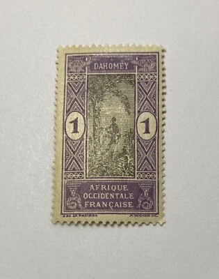 Rare- 1913 Dahomey Afrique Occidentale Francaise 1 C Stamp Mint hinged OG - Image 1 of 4