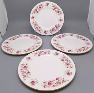 4 platos de ensalada de porcelana fina de hueso Royal Vale England rosas rosadas y hojas verdes - Imagen 1 de 6