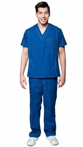 Men's Multi Pocket Utility Medical Scrubs - Picture 1 of 12