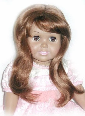 NUEVA PELUCA MUÑECA IMSCO TALLA 11 STOCK ANTIGUO tapa completa se adapta a muñecas de 18" tono castaño rojizo oscuro Foto 1 de 4