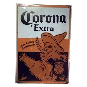 Arte Pin Up Corona Extra Media Era Dorada Lata 12"x 8" Letrero Arte Nuevo Sellado - Imagen 1 de 1