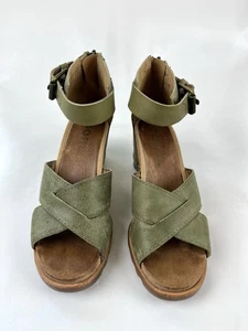 Sorel Joanie grüne Damen-Ledersandalen Knöchelriemen Reißverschluss hinten Keilabsatz Größe 7 - Bild 1 von 16