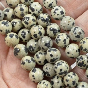 Cuentas de jaspe dálmata 8 mm piedra manchada piedra preciosa natural joyería terrosa - Imagen 1 de 9