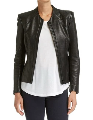 Saba Women Lilia LEATHER JACKET Black 100% Sheep Leather Size 12 - Image 1 of 4