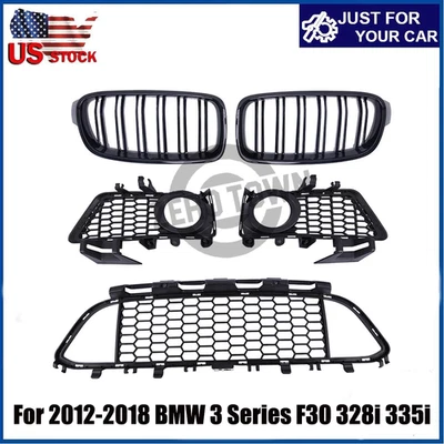5PCS Front Upper Lower Grille Fog Light Set For 2012-2018 BMW F30/F31 M Sport Foto 1 de 4