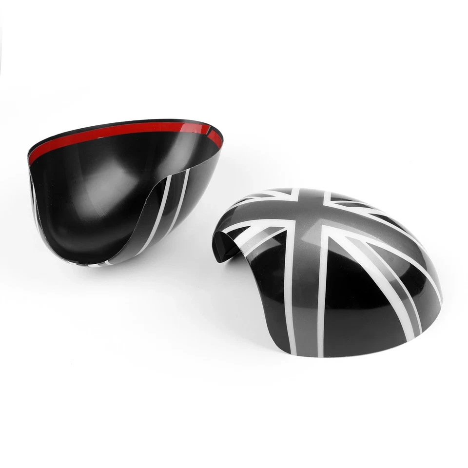 Calotte specchietti Union Jack argento bianco nero per Mini Cooper R55 R56 - R60 R61 - Immagine 1 di 4