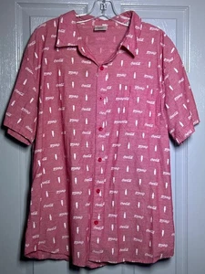 Camicia uomo Coca Cola con bottoni taglia XL rossa corta, manica stampa all over - Foto 1 di 6