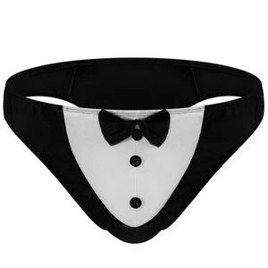Men's Briefs with Bow Tie Sexy Low Waist Underwear for Playful Role Playing - Picture 1 of 1