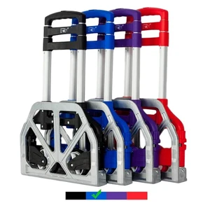 Durable Blue Folding Hand Truck with Telescoping Handle - 165lbs Load Capacity - Picture 1 of 9