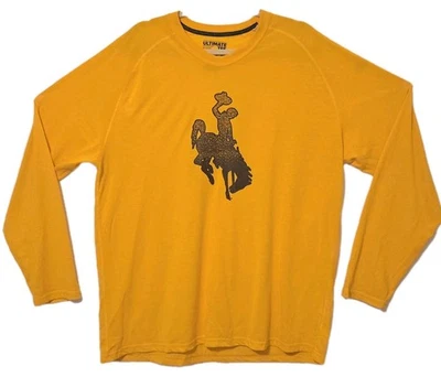 Adidas Long Sleeve Ultimate Tee University Of Wyoming Cowboys Size 2XL Yellow - Image 1 of 4