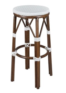 White on White Dark Frame 30" Full Height Bistro Bar Stool by Chivari - Bild 1 von 6