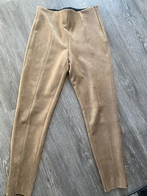 Mujer Marrón Gamuza Zara Grande Vestido Pantalones Hasta el Tobillo Foto 1 de 4