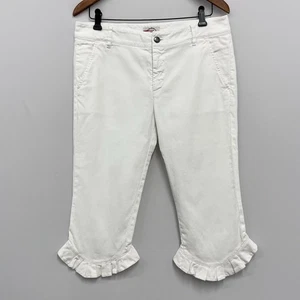 Prada Milano Cropped Jeans Hose weiß Rüschen unten Größe 44 - Bild 1 von 9
