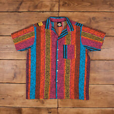 Vintage Fusion Hawaiian Shirt Button L 90s Holiday Mens Short Sleeve Striped