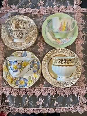 LOT 4 Mismatch ENGLISH Bone China TeaCup Saucer Elizabethan-Queen Anne-Salisbury - image 1 of 4