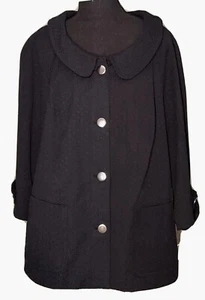 LANE BRYANT - Black Textured Lined Jacket Blazer Cotton Blend - Women's Size 16 - Picture 1 of 4