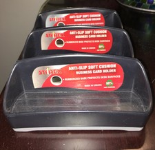 Storex Business Card Holder Stand x 3 Black and Gray Rubber No Slip Bottom