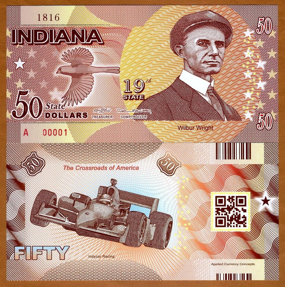 USA States, Indiana, $50, Polymer, ND (2016), P-N/L, UNC - Image 1 of 1