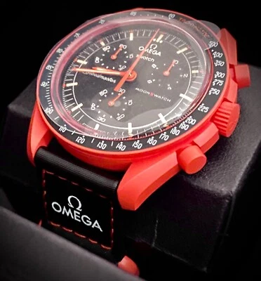 OMEGA X SWATCH SpeedMaster MoonSwatch MISSION ON EARTH - LAVA Chrono NEW W TAGS! - Image 1 of 4