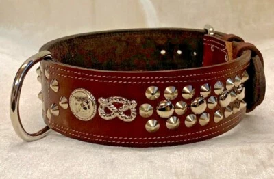 REAL LEATHER-STAFFY/STAFFIE/STAFFORDSHIRE- DOG COLLAR 2" WIDE - Image 1 of 4