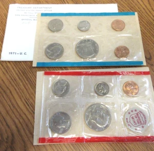 1971-P & D Uncirculated 10 Coin Mint Set + Includes "S" 1 cent - Picture 1 of 5