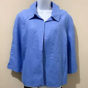 Blazer donna Kim Rogers taglia M blu 100% lino foderato tasca carriera nuovo con etichetta - Foto 1 di 11