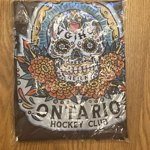 ONTARIO REIGN VG HC JERSEY DIA DE LOS MUERTOS Men’s Large TIE FRONT Brand New Cover