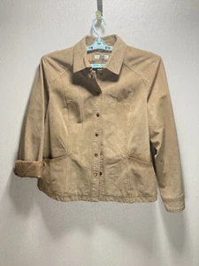 EUCWomen’s Coldwater Creek Tan Suede Leather Jacket Size XL - Foto 1 di 20