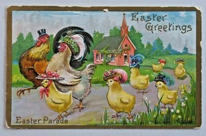 Easter Greetings Easter Parade Fancy Chic's Embossed 1911 DB Postcard 8901 - Picture 1 of 2