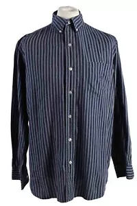 Camisas de manga larga a rayas vintage azul oscuro talla L-SH3905 para hombre - Imagen 1 de 4
