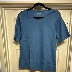 Appleseeds Damen Large Tee Coastal Baumwolle Kurzarm Schmuckausschnitt blau ohne Etikett - Bild 1 von 8