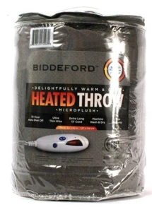 Biddeford Heated Throw Microplush Gray 50 X 62 In 10 Hr Auto Shut Off Long Cord - Picture 1 of 1