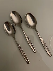 Set Of 3 RANDOM ROSE Luxury Stainless Teaspoons Glossy Finish 5 7/8” - Picture 1 of 6