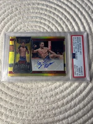 Brian Ortega Panini Select Ufc 1/10 GOLD octagon action PSA Mint 9 Auto 10 Pop 1 - Image 1 of 2