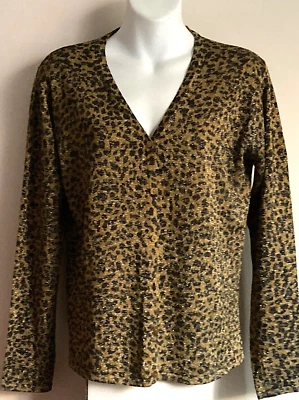 Charter Club talla Cárdigan tejido M botones metalizado estampado animal mezcla de rayón en muy buen estado Foto 1 de 4