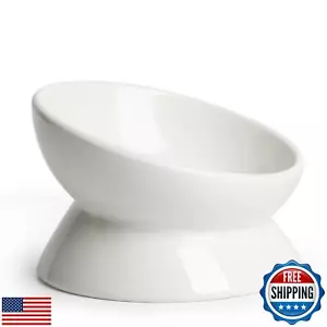 YauYik Cat Bowl Elevated Tilted - Ceramic Raised Cat Food Bowl for Cats and S - Picture 1 of 5
