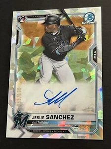 2021 Bowman Chrome Jesus Sanchez Rookie Auto Atomic Refractor /100 RC Marlins - Picture 1 of 2