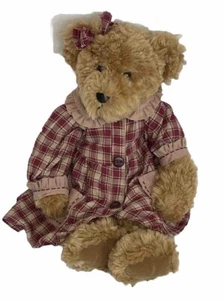 Vintage Russ Berrie Flora 16" Plush Teddy Bear with Red Plaid Dress - Picture 1 of 10