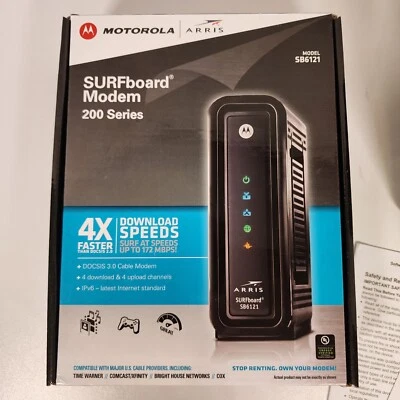 Motorola Arris SURFboard Modem- Model SB6121- DOCSIS 3.0-Download 4X Faster - Image 1 of 4