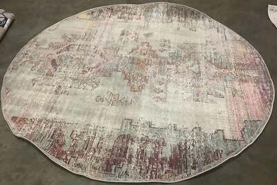 L GREY / PURPLE 7' X 7' Round Back Stain Rug Reduced Price 1172668889 CRS517P-7R - Image 1 of 4
