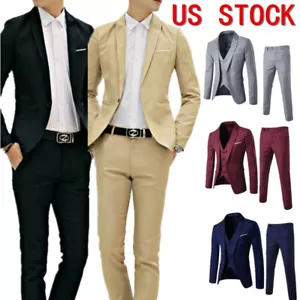 Mens Formal Suits 3-Piece Jacket Vest and Pants Tuxedo Business Suit Worksuit - Picture 1 of 24