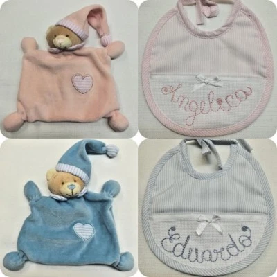 Bavaglino con NOME personalizzato e Doudou Idea Regalo - Immagine 1 di 4