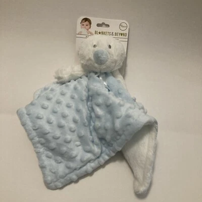 Blankets and Beyond Bear Blanket Blue Tactile White Dot Lovey Comforter New - Image 1 of 4