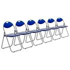 Folding Chairs Padded Faux Leather Studying Dining Office Event Chair Blue x6